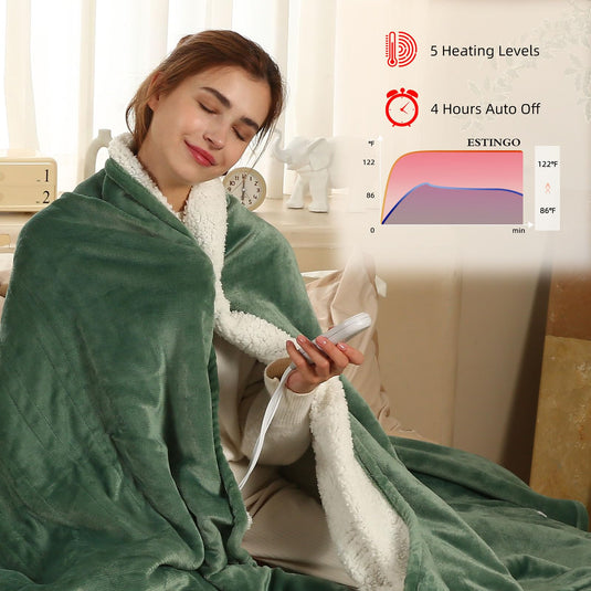 Electric Throw Blanket Heated Blanket Throw with 5 Heating Levels & 4 Hours Auto Off, 50"x60" Heated Throw Blanket with ETL & FCC Certification for Home Office, Machine Washable, Dark Gray