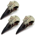 Geetery 4 Pcs Halloween Raven Skull Figurine Scavenger Gothic Crow Hanging Wall Sculpture Resin Raven Skull Statue for Home Faux Bird Bone Jewelry Necklace Decor (2.36 Inch)