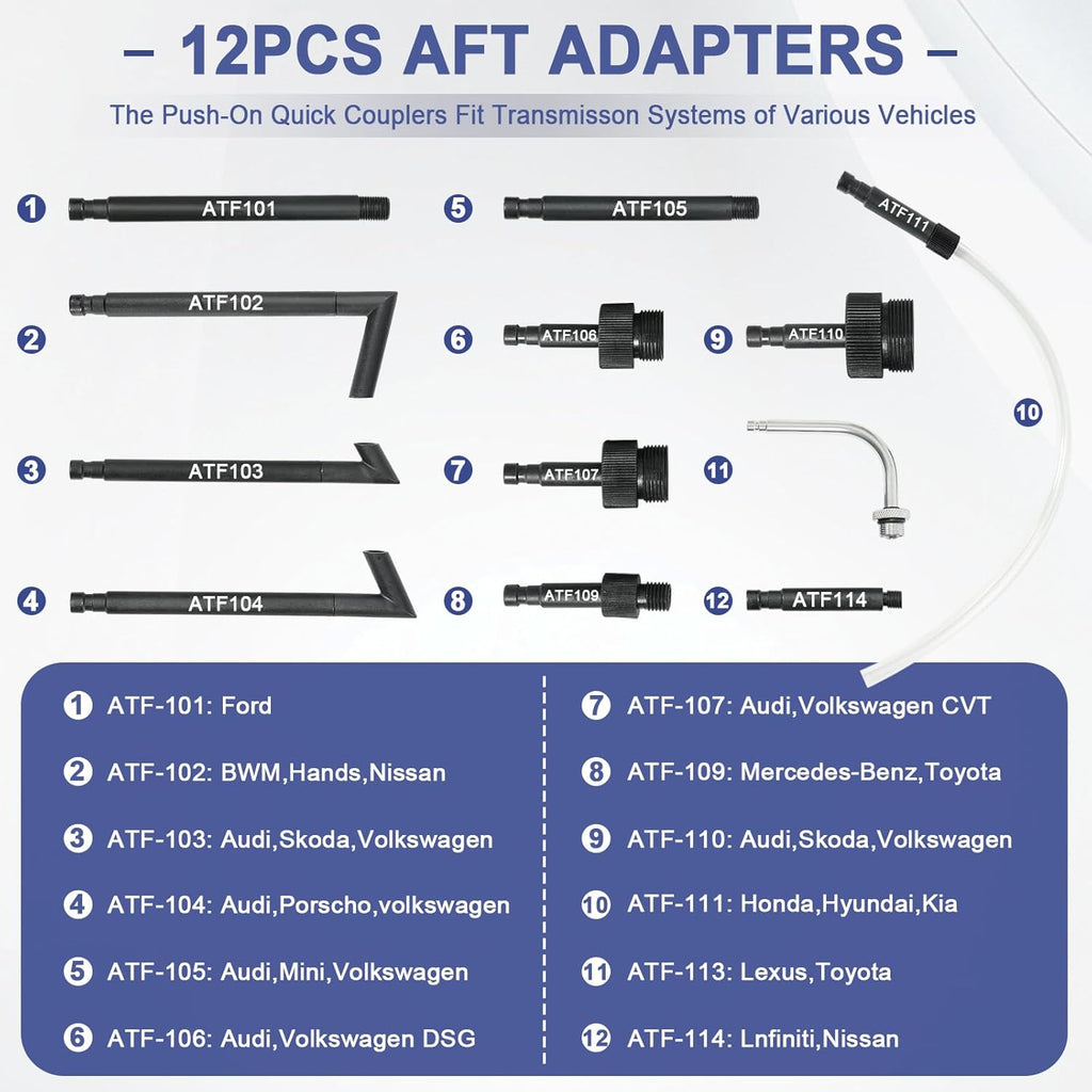 Transmission Fluid Transfer Pump,3L Manual Refill System Dispenser with Pressure Gauge,Automotive Transmission Dispenser Pump Tool Set Oil with 12pc ATF Adapters