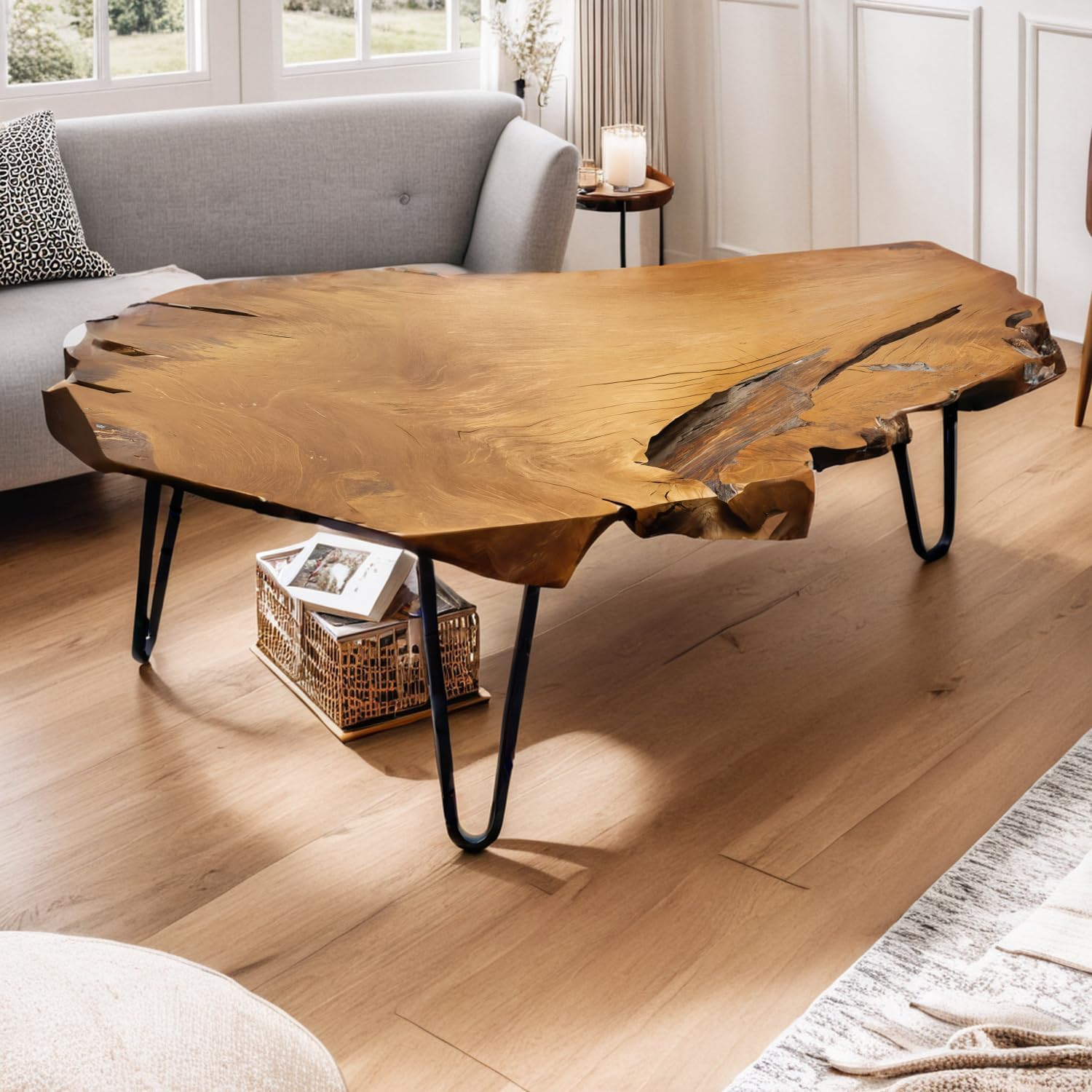Wood Coffee Table - Live Edge Coffee Table - Natural Wooden Coffee Tables for Living Room