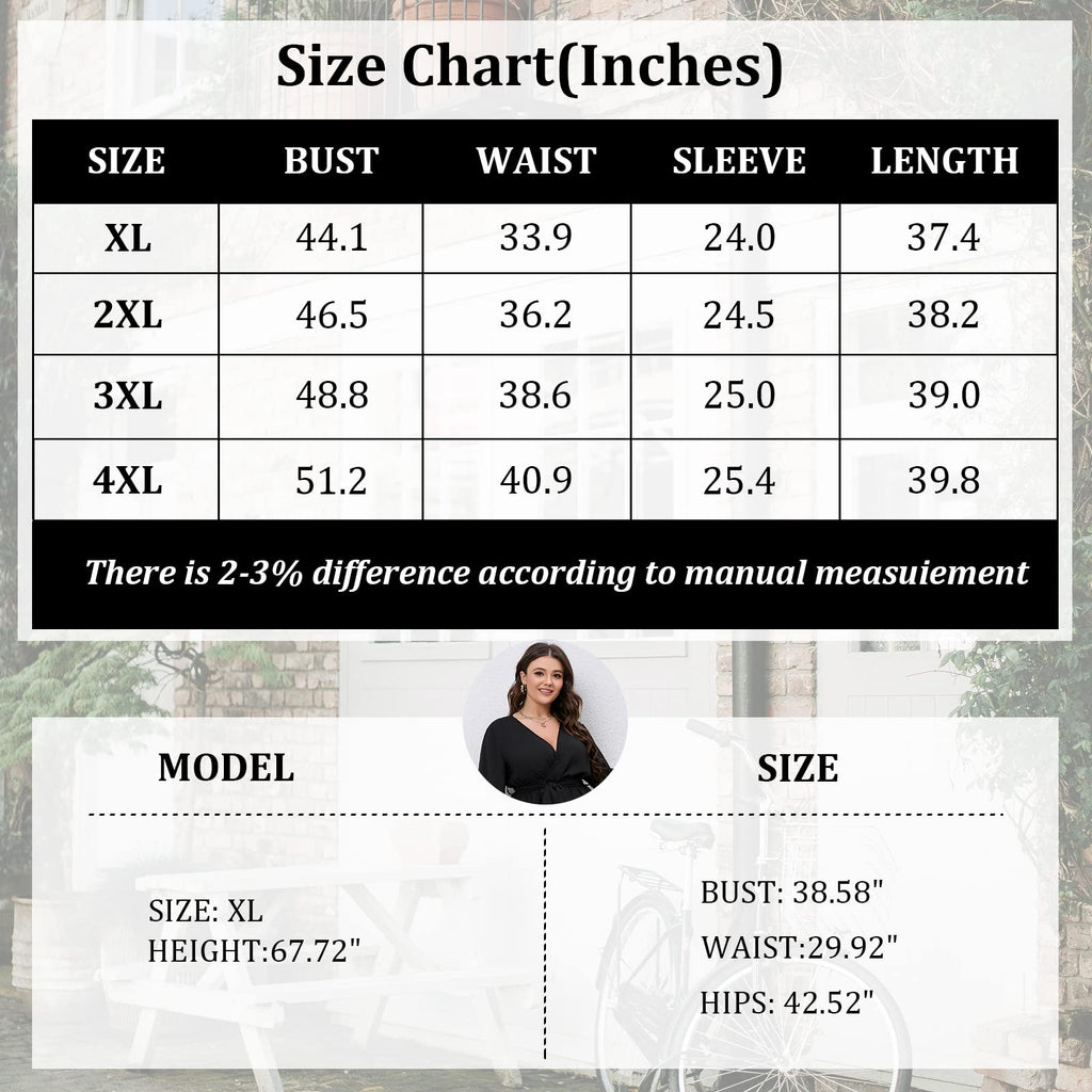 SCOMCHIC Women's Plus Size Long Sleeve Wrap V Neck Tie Waist A Line Mini Dress White