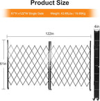 Double Foldable Security Gate 61" H x 122" W Aluminum Expandable Fence Portable Safety Barrier with Casters Retractable Driveway Gates 360°Rolling Barricade Gate Mobile Barricade Safety Barrier Black