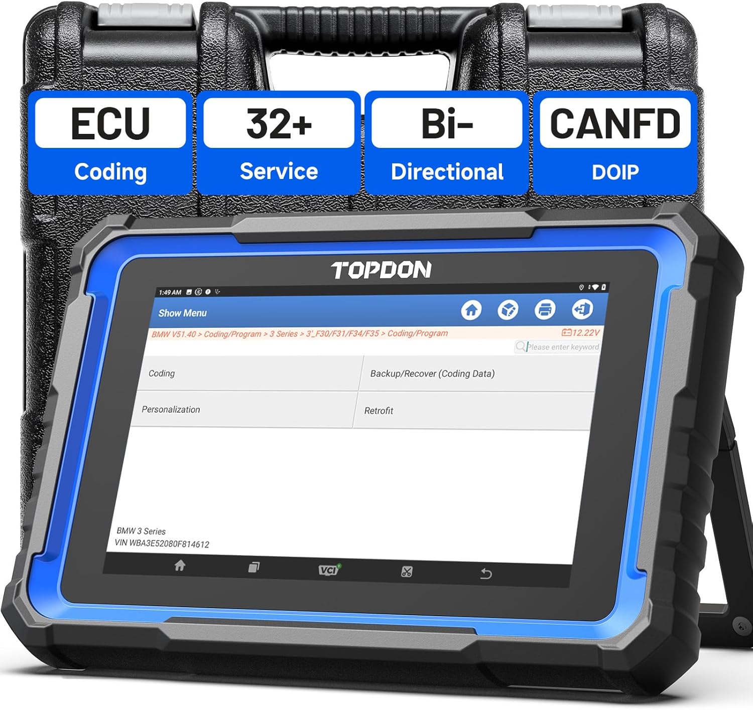 TOPDON Phoenix Nano, 2025 New Bidirectional Scan Tool, ECU Coding Tool, FCA AutoAuth, CAN FD/DoIP Protocols, 32+ Special Functions, Full System Diagnostic, Free Updates for 2 Years