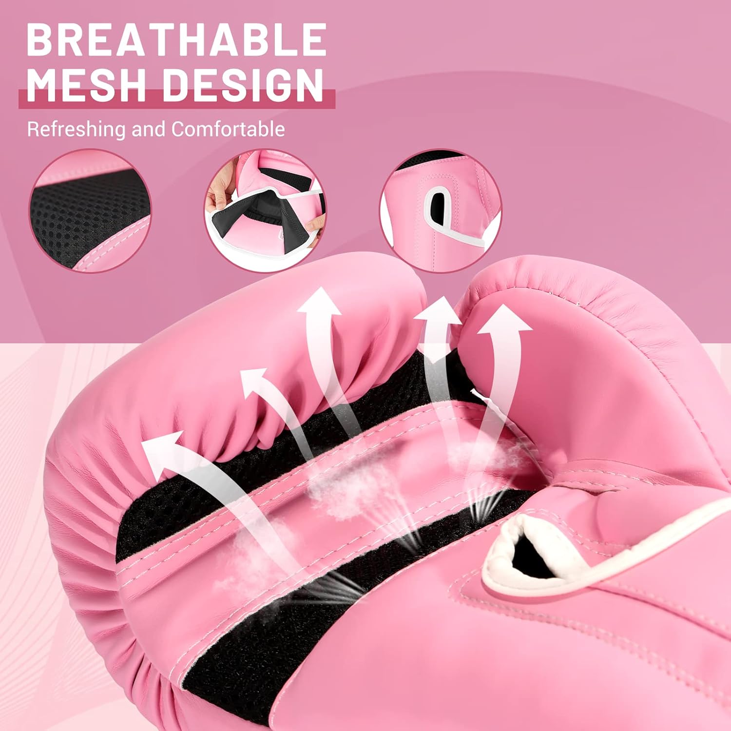 FIVING Pro Style Boxing Gloves for Women, PU Leather, Training Muay Thai,Sparring,Fighting Kickboxing,Adult Heavy Punching Bag Gloves Mitts Focus Pad Workout for Ladies