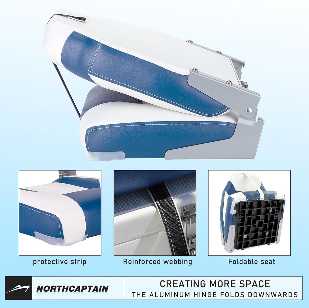 NORTHCAPTAIN S1 Deluxe A Pair of Marine High Back Folding Fishing Boat Seat,Stainless Steel Screws Included
