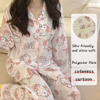 TradWloth Cute Women's Pajama Sets, Cartoon Print Sleepwear Long Sleeve Shirt and Casual Pajama Pants