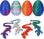 TBOLINE 3D Printed Easter Dragon Egg - Perfect Basket Essentials Stuffers, 4 Pack Prefilled Easter Eggs Filled with Toys, Small Articulated Crystal Animals Fidget Toy for Kid (4PCS1)