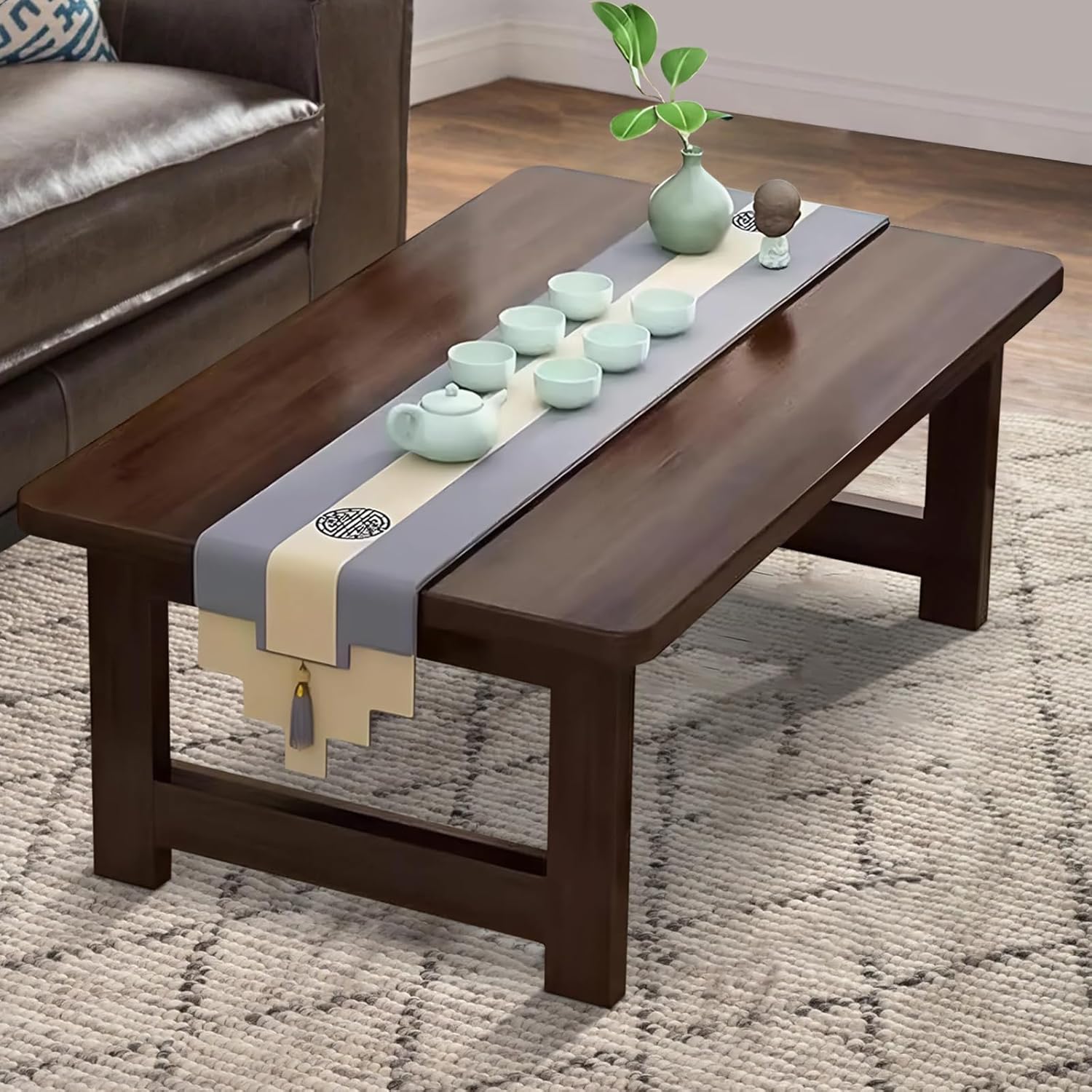 Japanese Floor Sitting Table, Folding Wood Tea Table Chabudai Japanese Coffee Table Low Table for Living Room Home Tatami Office (A 31.5 * 15.7 * 11.8 INCH)