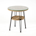 Muse & Lounge Co. Ysar Boho Rattan Round Coffee Table Outdoor with 5mm Tempered Glass Top, All-Weather and Rust Resistant Patio Furniture