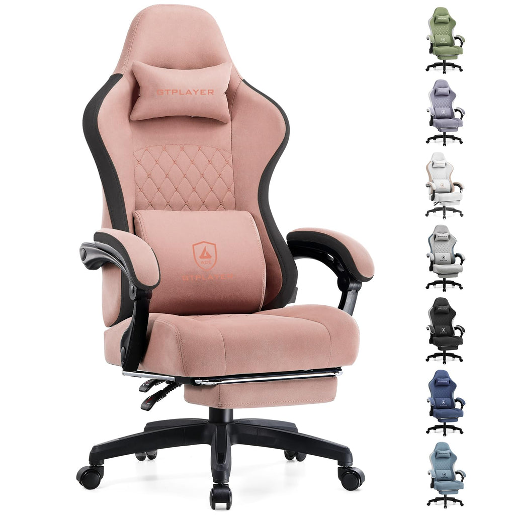 GTPLAYER Gaming Chair, Computer Office Chair with Pocket Spring Cushion, Linkage Armrests and Footrest, High Back Ergonomic Computer Chair with Lumbar Support Task Chair with Footrest(Black)