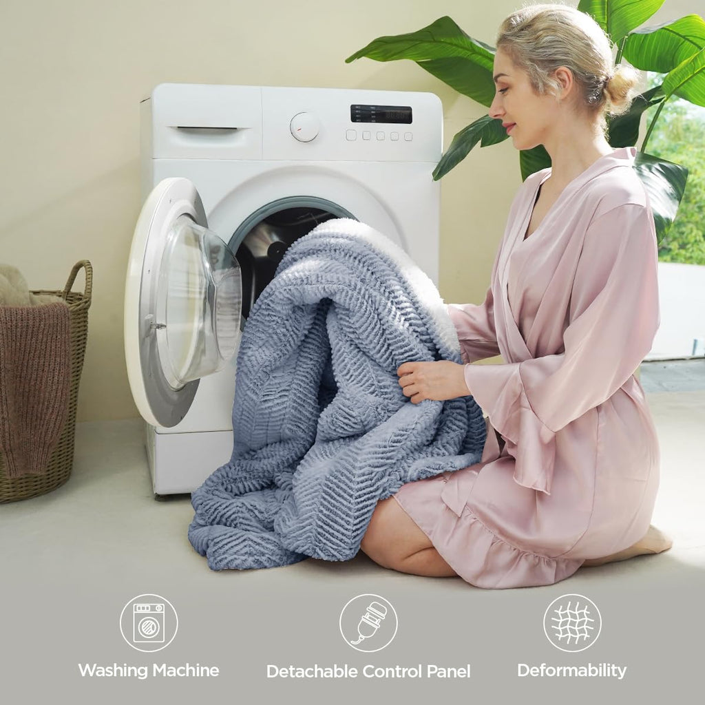 Opvarmet tæppe 50" x 60" - Opvarmet tæppe med 5 varmeniveauer og 3 timers automatisk slukning, maskinvaskbar, ETL &amp; FCC-certificering, overvarmebeskyttelse (Racoon) 