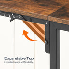 HOOBRO Folding Side Table, 2-Tier Sofa End Table with Expandable Desktop, Small Foldable Coffee Table, for Small Spaces, Living Room, Bedroom, Dorm, Apartment, Rustic Brown and Black BF172BZ01