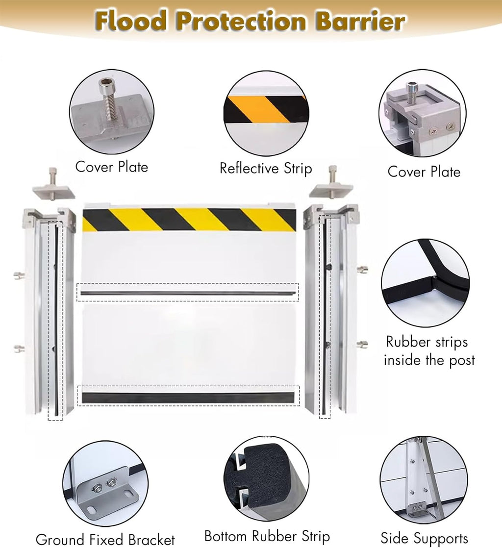 Heavy Duty Flood Prevention Barriers Shop House Patio Doors Flood Barriers - Reusable Detachable Flood Protection Aluminum Shield for Carport Garden Gates Parking Lots, Wide 350 330 320 300 290 270 26