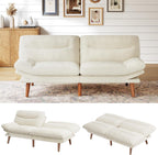 Marsail Futon Sofa Bed, Corduroy Futon Couch with Adjustable Backrest & Armrests, Convertible Small Sleeper Sofa Bed for Small Apartments, Study Room, Office, White