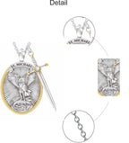 Archangel St. Michael Catholic Patron Steel Viking Pendant Necklace Jewelry Divine Sword Senhield Protection Gift for Men and Women-1PC-Anvirtue