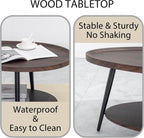Oval Coffee Table, 2-Tier Coffee Table with Open Storage Shelf, 40" Modern Wood Center Table Tea Table for Living Room, Bedroom, Apartment, Dark Walnut