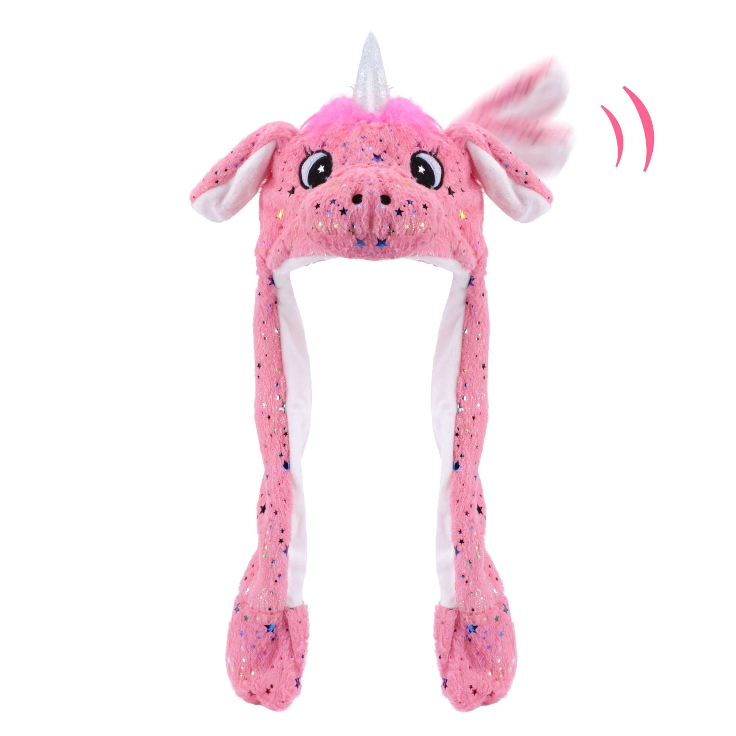 Animal Hat with Ears Moving Jumping Pop Up Beating Hat Plush Holiday Cosplay Dress Up Funny Gift for Kids