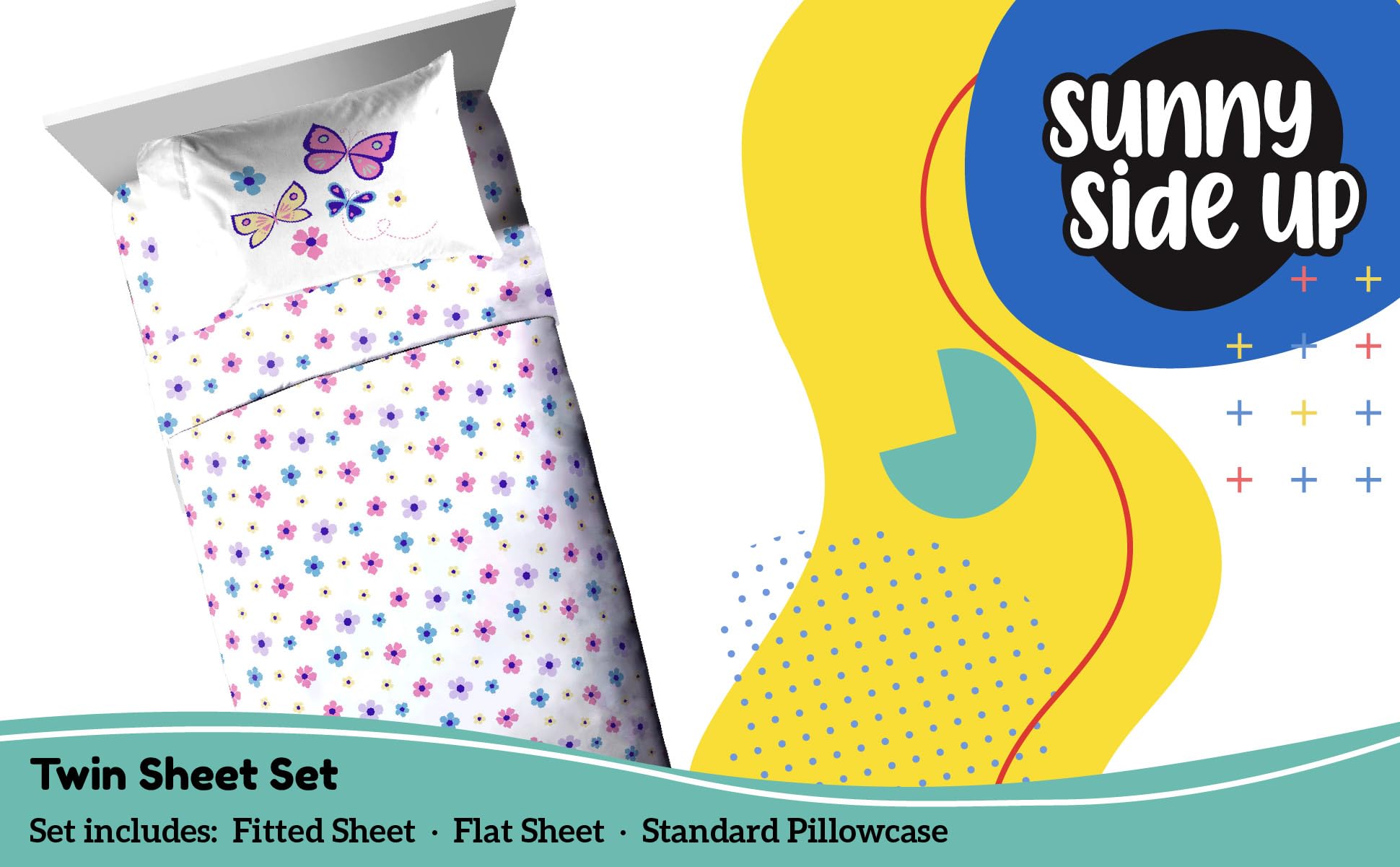 Sunny Side Up Minecraft Creeper & Animals Twin Sheet Set - 3 Piece Kids Bedding Set Includes Pillow Cover - Super Soft Microfiber Sheets