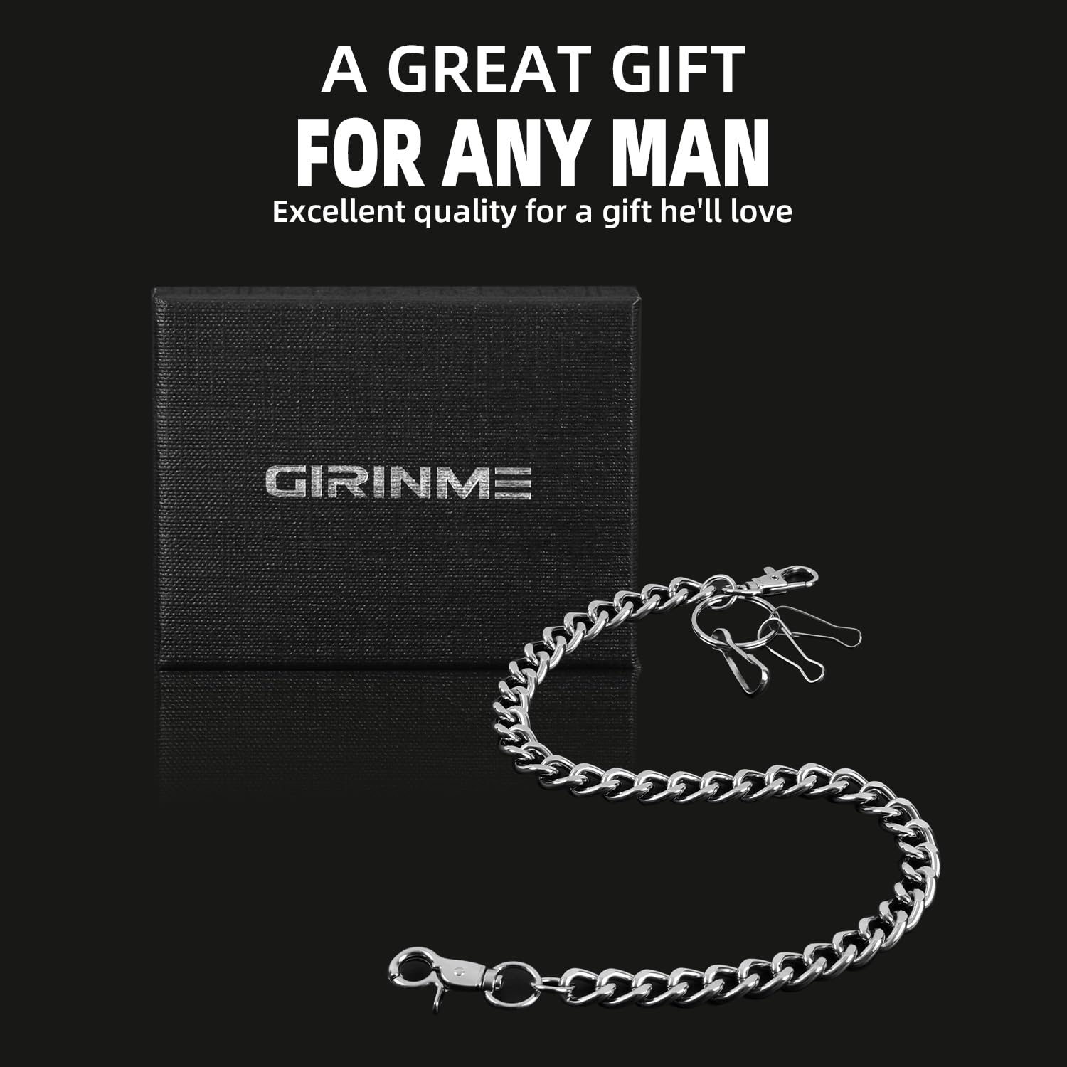 Girinme Portefeuille - Ceinture Chaîne Porte-Clés Accessoire Jeans Hip Hop Punk pour Femmes & Hommes