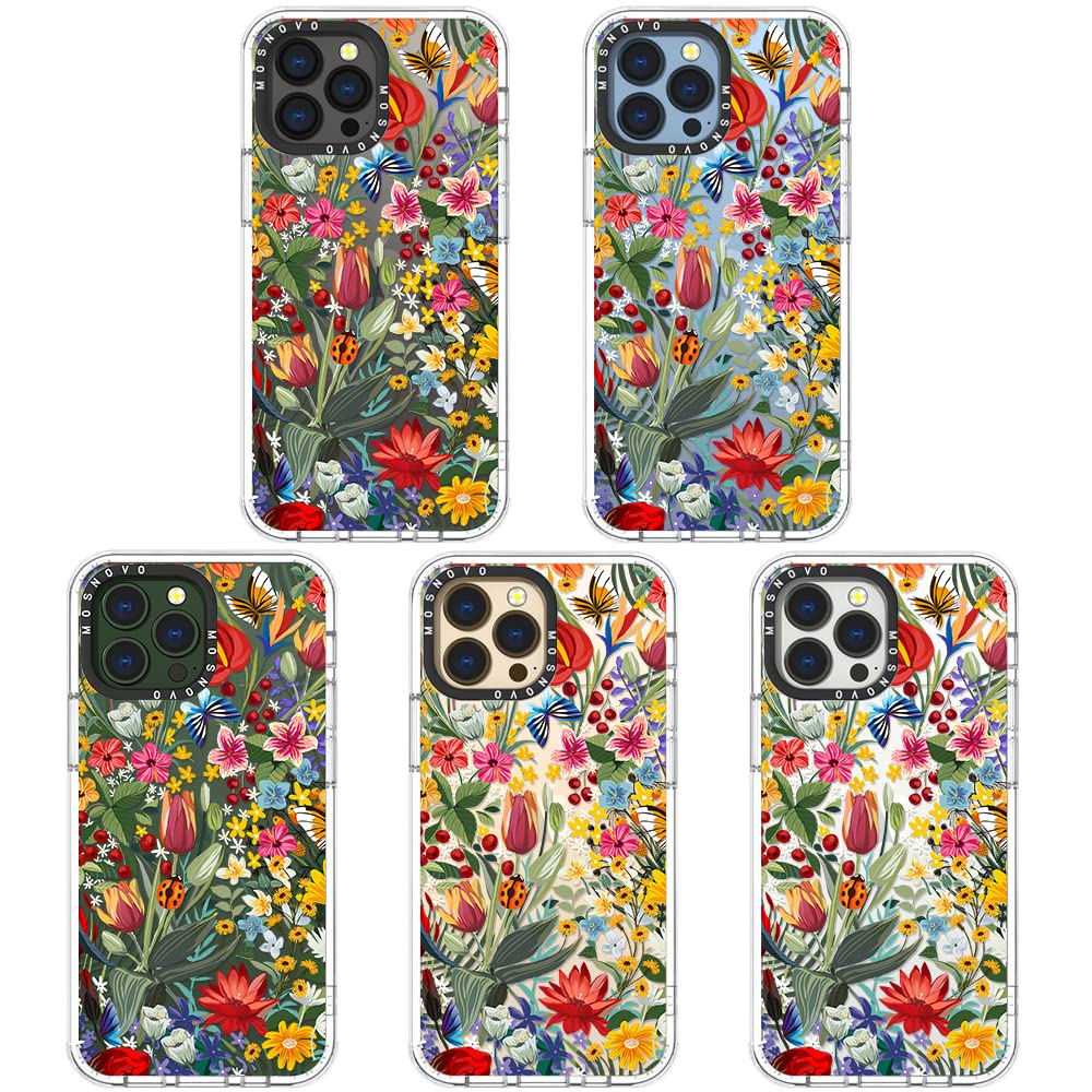 MOSNOVO Case for iPhone 13 Pro Max, [Buffertech 6.6ft Military-Grade Drop Protection] [Anti Peel Off Tech] Clear TPU Bumper Phone Case Cover Design - in The Garden