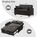 Tbfit 57" Convertible Sofa Bed, Chenille Futon Sleeper Sofa Couch with Pullout Bed, USB & Adjustable Backrest, Queen Size Pull Out Loveseat Couches for Living Room, Apartment, Office, Dorm, Dark Grey
