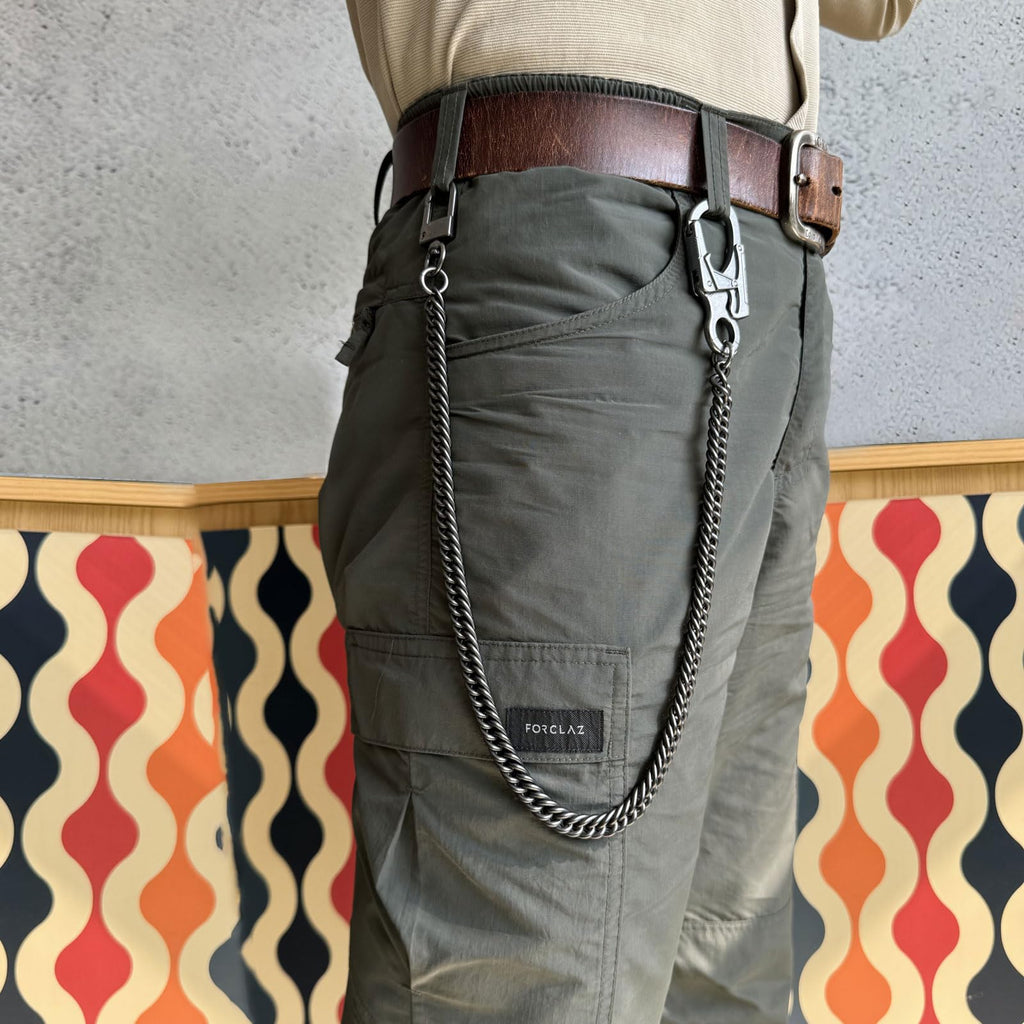 Ahiller pungkæde, 25'' kraftig motorcykelpungkæde til mænd, anti-tab nøglering, bælte, lommejeans kæde til nøgler (W-JRL-Gunmetal-1P)