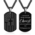 DuoDiner Graduation Gifts-American Dog Tag Necklace Bible Verse Pendant, First Communion Baptism Confirmation Religious Graduation Gifts for Him Boys Men Kids Teens Dad