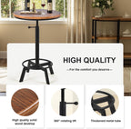 LOKKHAN Adjustable Swivel Bar Table 30"-35.4" Round Wood Tabletop 23.6" Dia, Rustic Industrial Kitchen Dining Living Party Office Coffee Bistro Breakfast Pub Table,Space-Saving