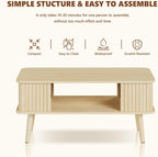 LAZZO Coffee Table with Storage Center Table for Living Room Rectangle Coffee Table with Rounded Edges,Easy Assembly, Natural Wood
