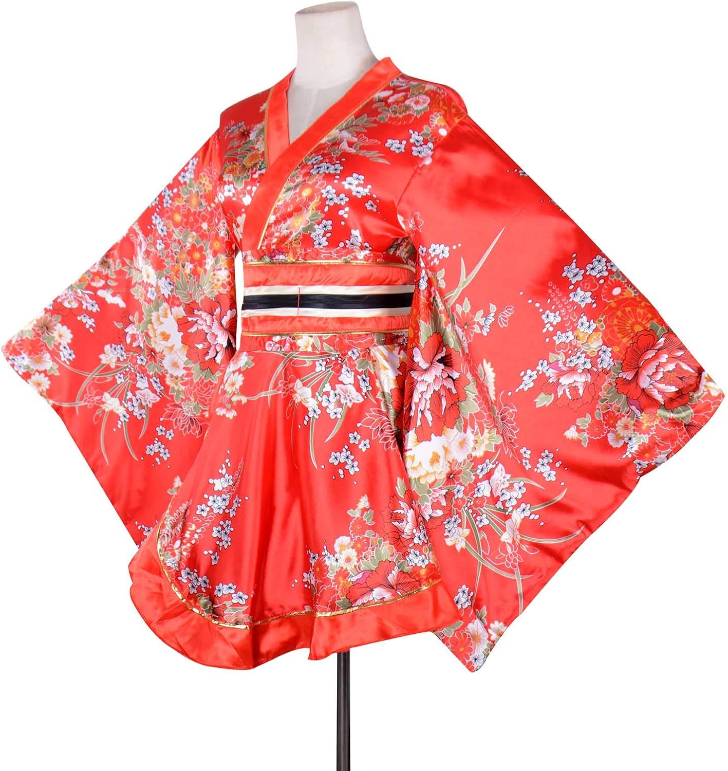 Kimono Costume Adult Japanese Geisha Floral Patten Gown Blossom Bathrobe Sleepwear With Obi Belt