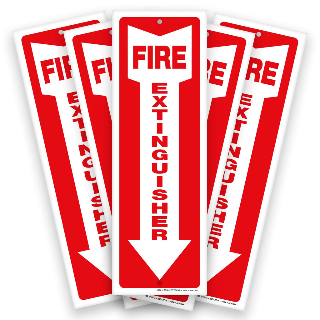 iSYFIX Fire Extinguisher Signs – 3 Pack 4x12 Inch – 40 mil Thick Polystyrene Plastic, Laminated for Ultimate UV, Weather, Scratch, Water & Fade Resistance, Indoor & Outdoor