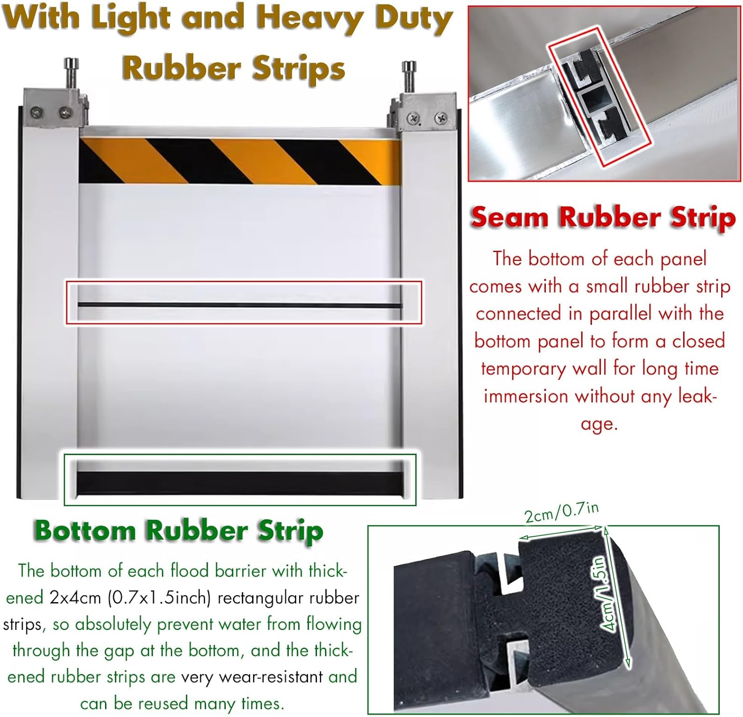 Heavy Duty Flood Prevention Barriers Shop House Patio Doors Flood Barriers - Reusable Detachable Flood Protection Aluminum Shield for Carport Garden Gates Parking Lots, Wide 350 330 320 300 290 270 26