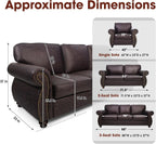 Living Room Furniture Sets,Mid-Century Vintage Sofa Couches with Rivet Design (Brown, Loveseat+3 Seater)