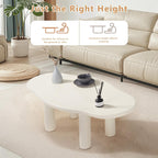 Cloud Coffee Table - Irregular Shape With 4 Legs - Modern End Table for Living Room, Apartment, Bedroom - Easy Assembly - White