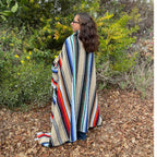 Open Road Goods Authentic Mexican Serape Blanket – 100% Cotton Falsa Blanket - Multi-Color Handmade Mexican Beach Throw (Tan/Beige)