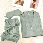 Womens Pajama Sets XS-4XL Silk Satin Pajamas Set Floral 2Pcs Pj Sets Button Down Pjs Set Sleepwear Loungewear