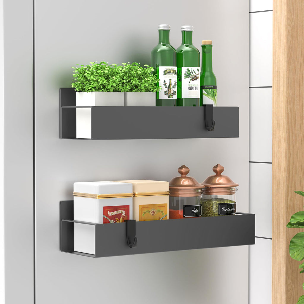 6 Pack Magnetic Spice Storage Rack Organizer for Refrigerator and Oven, Black Fridge Organizers and Storage