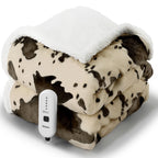 Heated Throw Blanket Electric Blanket - Heating Blanket Throw with 5 Heat Levels & 4 Hours Auto-Off, Cozy Soft Fleece Sherpa Blanket, Washable, Fast Heating, 50 x 60 Inches, Cow Print