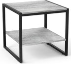 Homieasy End Table, 20 Inch Square Side Table Modern Night Stand with 2-Tier Storage Shelf, Living Room Small Coffee Table, Wood Finish Bedside Table for Bedroom, Light Oak