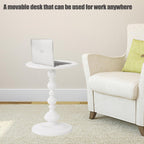 Pedestal White Metal Side Table, Small Sofa Coffee Table, Small TV Tray Table for The Sofa In the Living Room and Bedroom, Mini Coffee Table is Lightweight and Convenient to Move, 20.47 (H) *11.8 (W)
