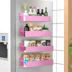 6 Pack Magnetic Spice Storage Rack Organizer for Refrigerator and Oven, Black Fridge Organizers and Storage