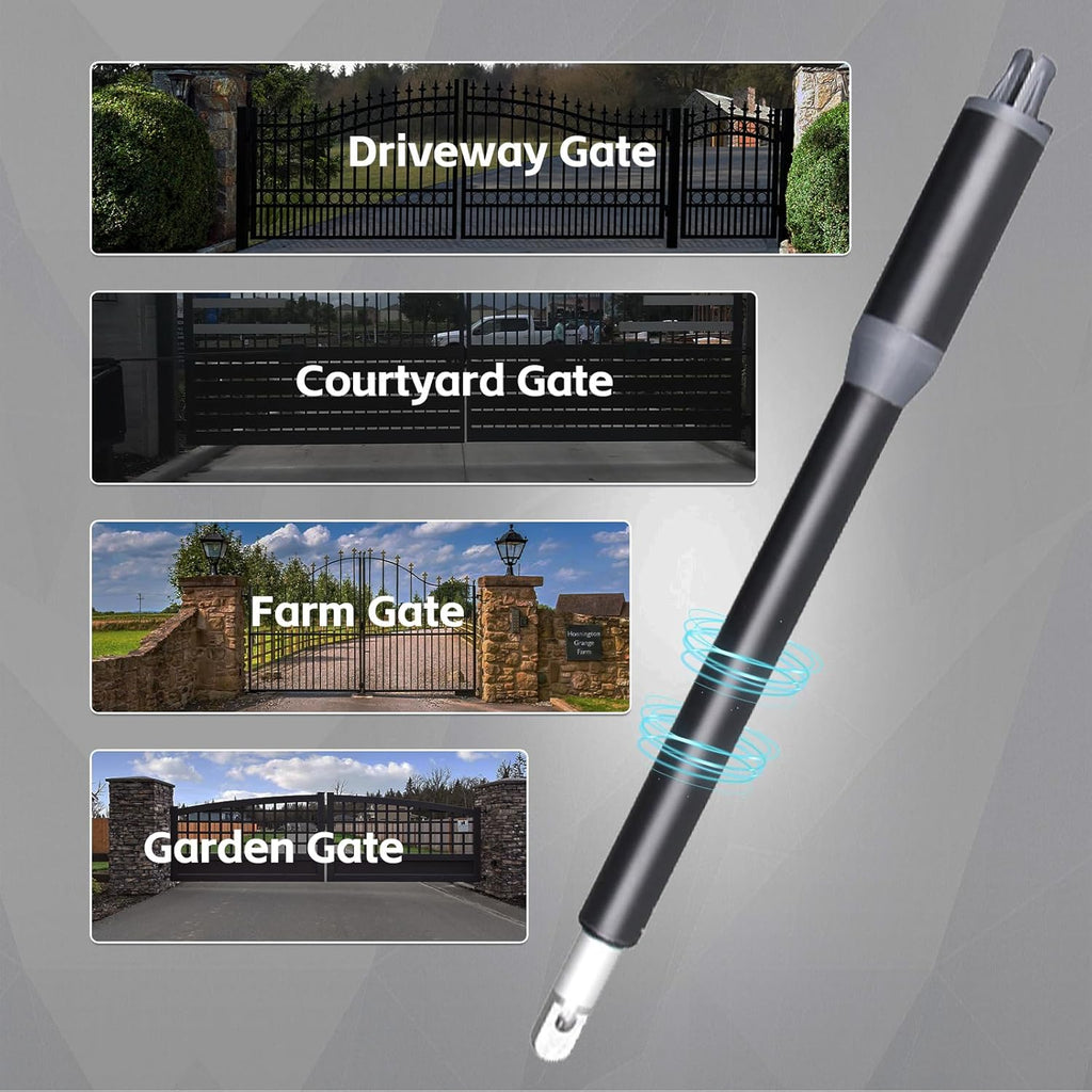 X X-HOUSE C01-L Automatic Gate Opener with Solar Panel & Batteries for Light Duty Dual Swing Gates Up to 330lb 8ft per Arm 12V 40W Electric Gate Opener with 2 Remotes Complete Kit Solar Powered