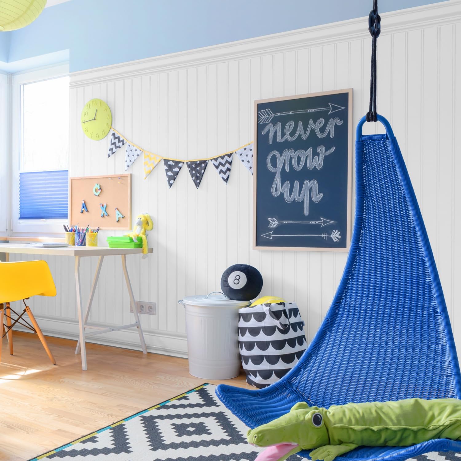 Plastpro Accent Wall Panels - 8 Foot Reversible PVC Wall Panels for Interior Wall Decor, Easy to Install Wainscoting Panels for Wall Home Decor - Home Improvement White PVC Panels for Walls (7 Piece)