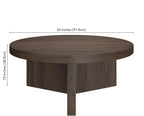 Henn&Hart 36" Fluted Round Wood Pedestal Low-Profile Coffee Table for Living Room, Family Room, or Office, Alder Brown
