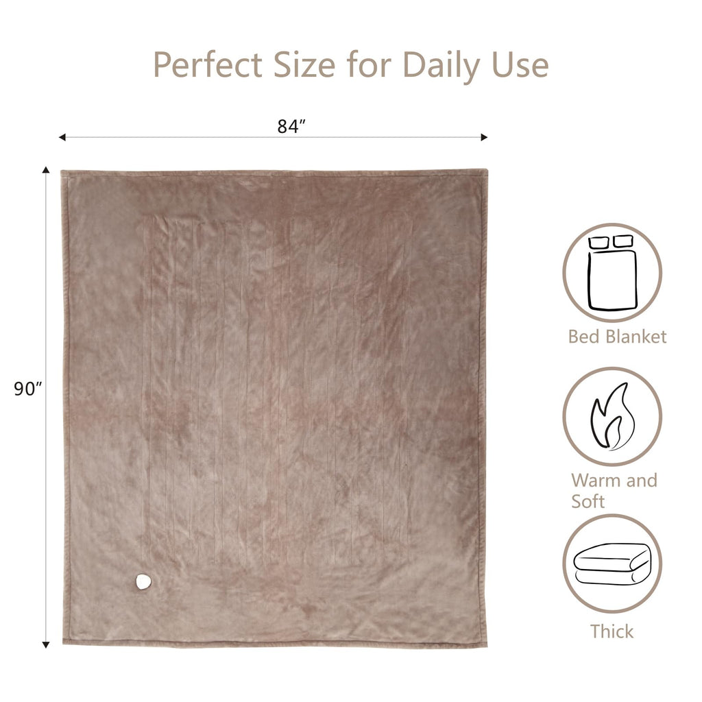 Manta Elétrica Tefici, Super Aconchegante e Macia, Flanela de 2 Camadas 50" x 60", Manta Aquecida com 3 Níveis de Aquecimento e Desligamento Automático em 4 Horas, Lavável na Máquina, Certificada ETL e FCC, Uso Residencial e Escritório, Cor Camelo
