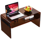 Acrylic Coffee Table for Living Room Clear Rectangle Lucite Table with Open Storage Shelf, Orange