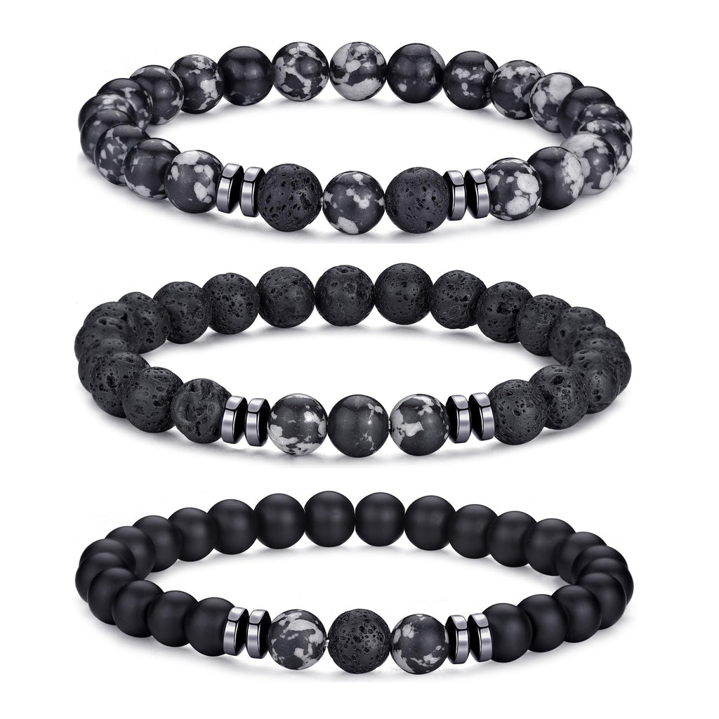 RANKEEF Tiger Eye Bracelet For Men 8MM Natural Stone Stretch Adjustable Black Crystal Beaded Bracelet for Men Women Gifts