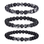 RANKEEF Tiger Eye Bracelet For Men 8MM Natural Stone Stretch Adjustable Black Crystal Beaded Bracelet for Men Women Gifts