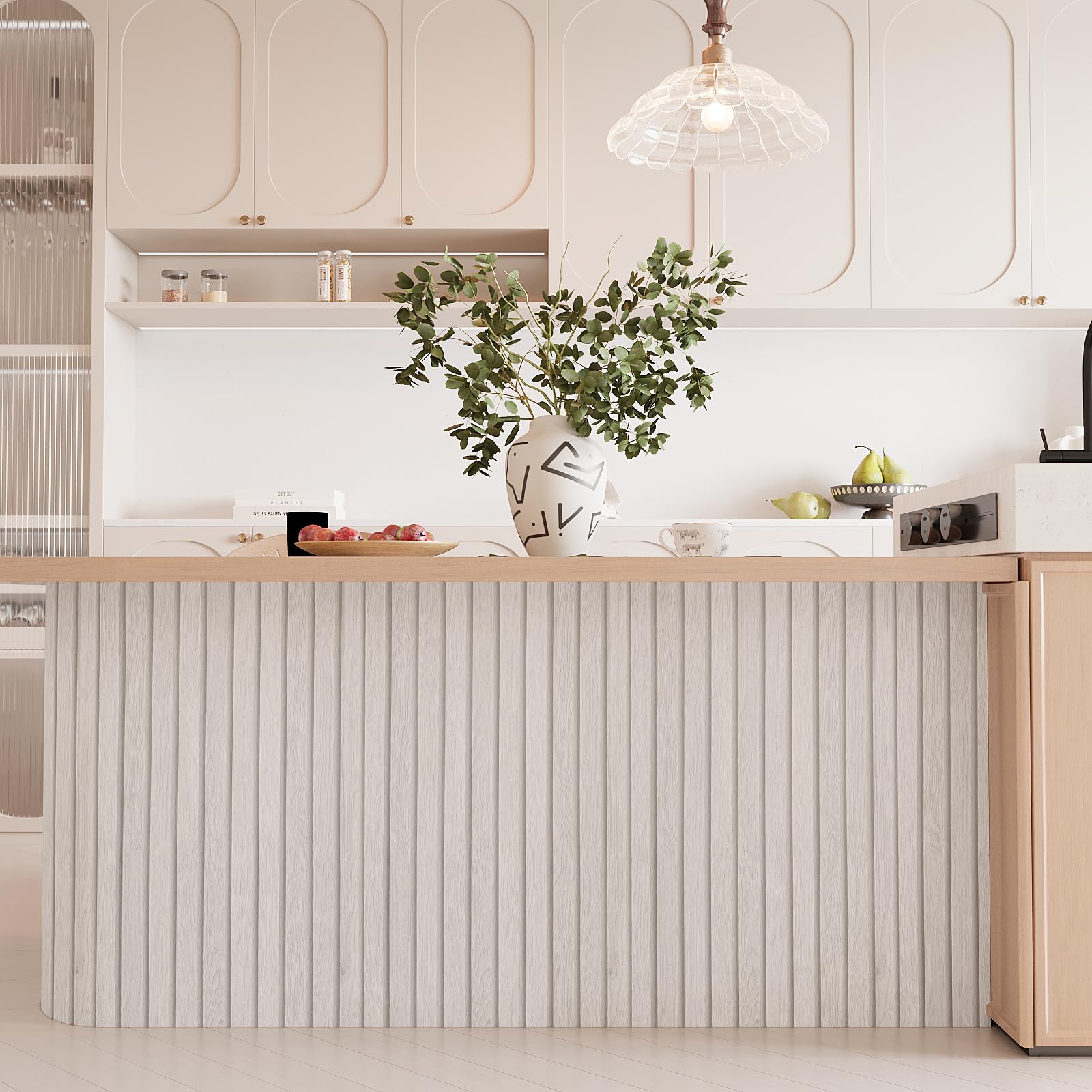 VEELIKE 15.7''x118'' Ahşap Şerit Yapışkan Duvar Kağıdı Beyaz Beadboard Duvar Kağıdı Banyo Yatak Odası için Su Geçirmez Çıkarılabilir Şerit Duvar Kağıdı Yapışkan Ahşap Temas Kağıdı Duvarlar, Tezgahlar, Dolaplar için