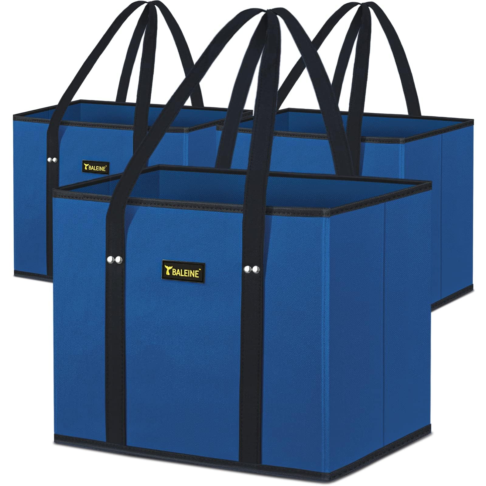 BALEINE 3Pk Reusable Grocery Bags, Foldable Shopping Bags for Groceries with Reinforced Bottom & Handles (Antique Foliage)